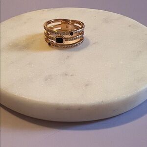 Chic Rose Gold and Black Women's Ring Set